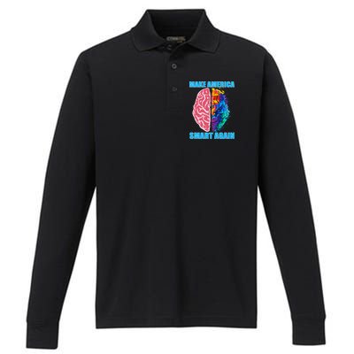 Make America Smart Again Performance Long Sleeve Polo