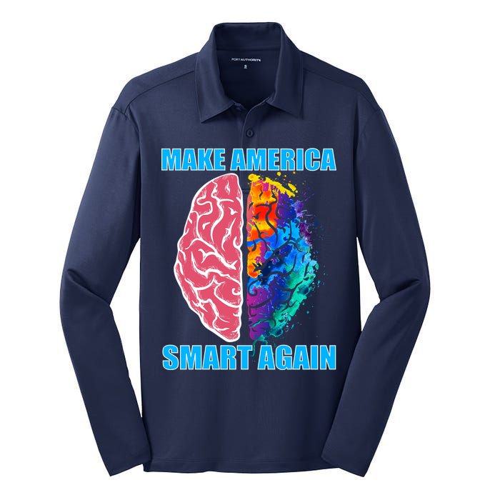 Make America Smart Again Silk Touch Performance Long Sleeve Polo