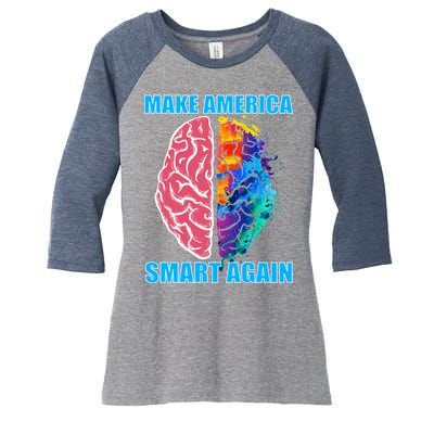 Make America Smart Again Women's Tri-Blend 3/4-Sleeve Raglan Shirt