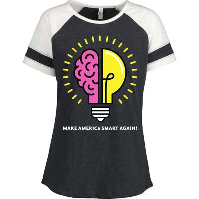 Make America Smart Again Science Brain Enza Ladies Jersey Colorblock Tee