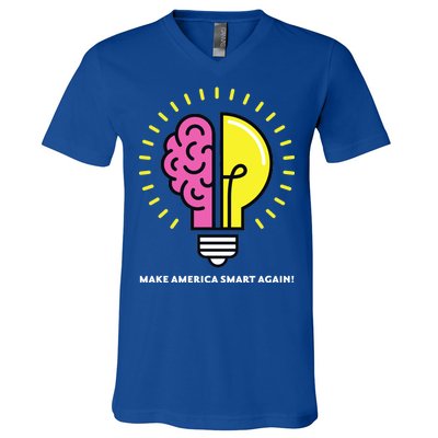 Make America Smart Again Science Brain V-Neck T-Shirt