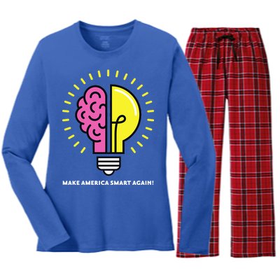 Make America Smart Again Science Brain Women's Long Sleeve Flannel Pajama Set 