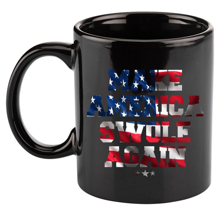 Make America Swole Again 4th of July USA Flag 11oz C Handle Ceramic Mug