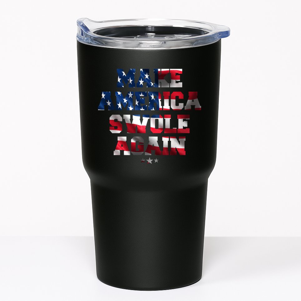 Make America Swole Again 4th of July USA Flag Tumbler