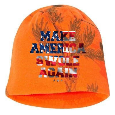 Make America Swole Again 4th of July USA Flag Kati - Camo Knit Beanie