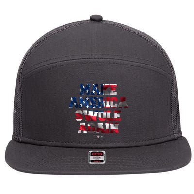 Make America Swole Again 4th of July USA Flag 7 Panel Mesh Trucker Snapback Hat