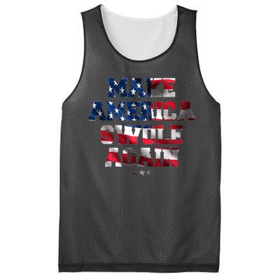 Make America Swole Again 4th of July USA Flag Mesh Reversible Basketball Jersey Tank