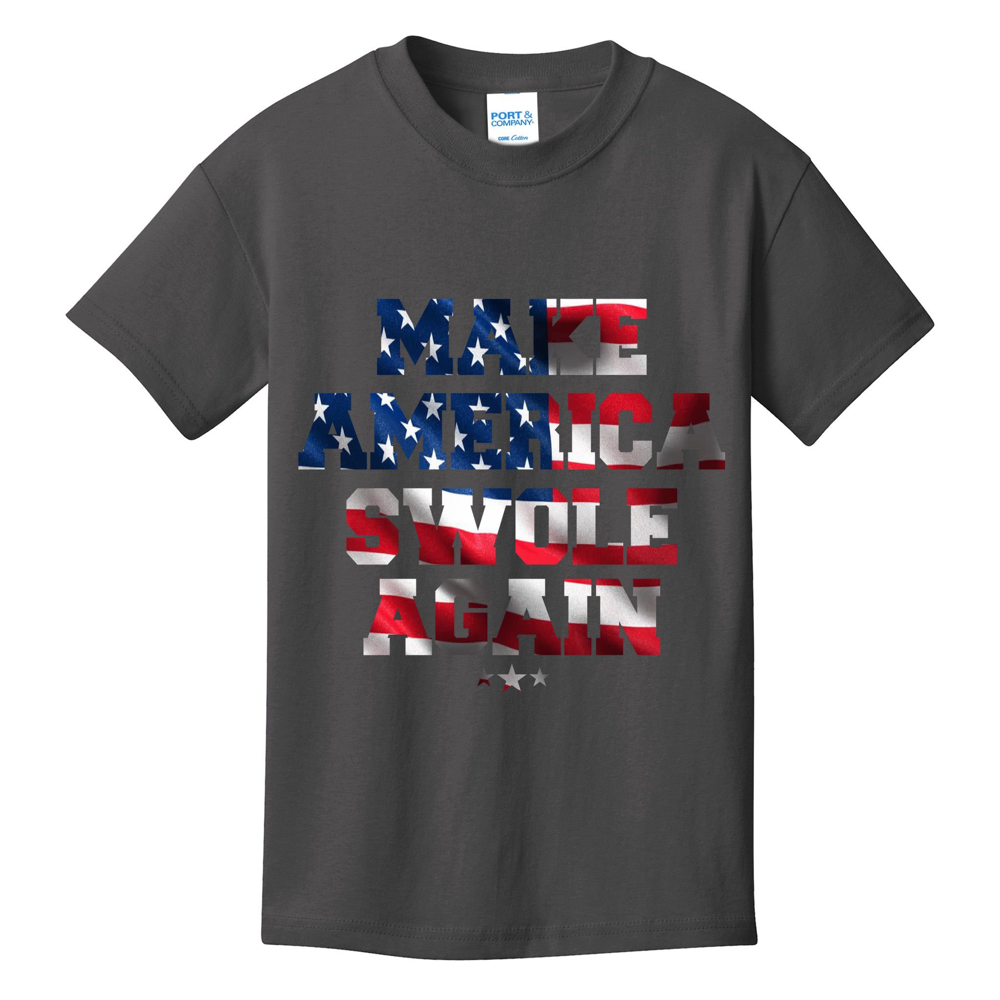 Make America Swole Again 4th of July USA Flag Kids T-Shirt
