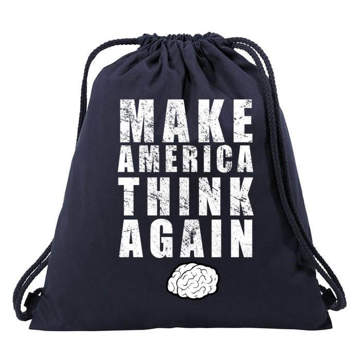 Make America Think Again Drawstring Bag