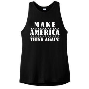 Make America Think Again! Anti Donald Trump Ladies PosiCharge Tri-Blend Wicking Tank