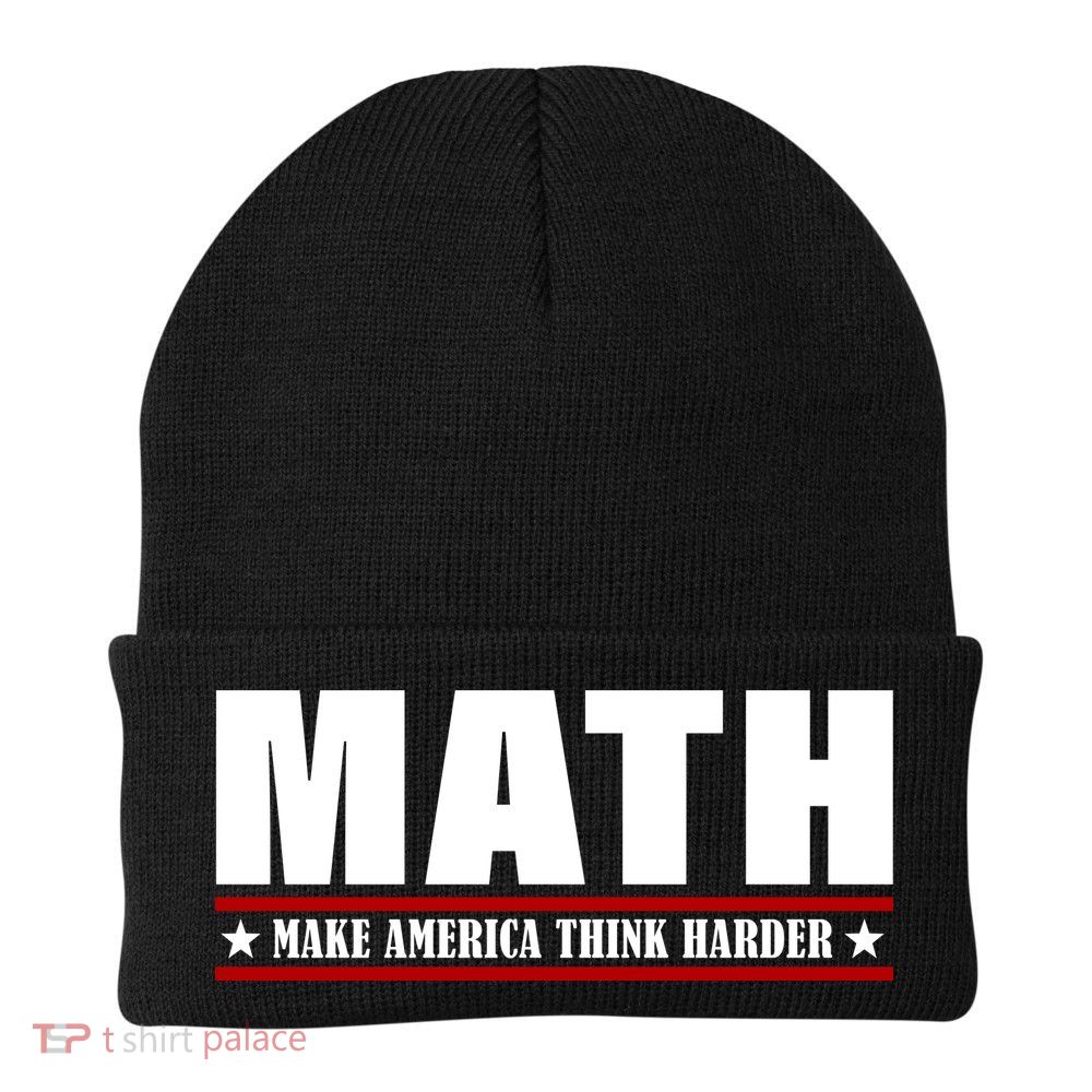 Make America Think Harder Funny Math Knit Cap Winter Beanie
