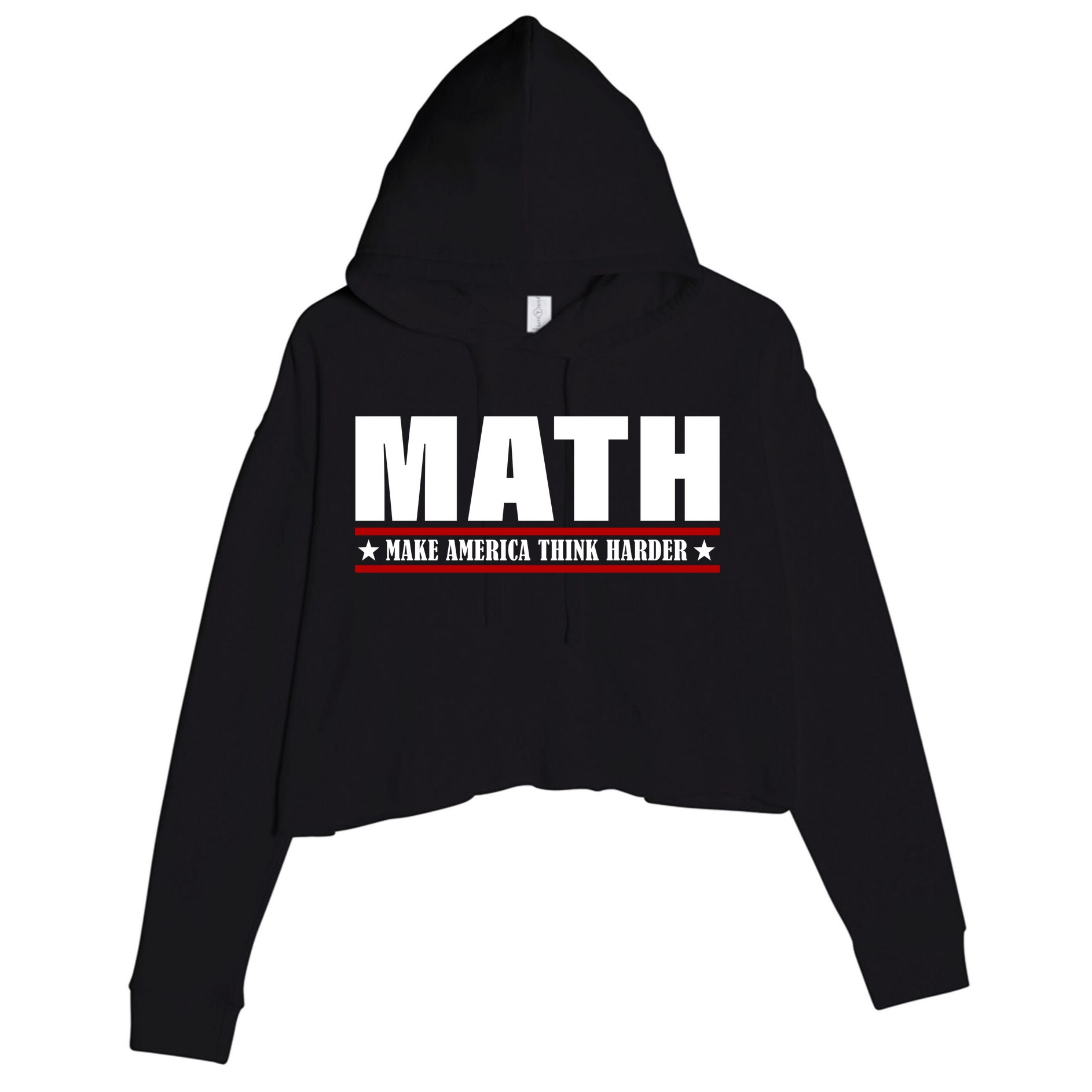 Make America Think Harder Funny Math Crop Fleece Hoodie