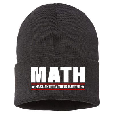 Make America Think Harder Funny Math Sustainable Knit Beanie