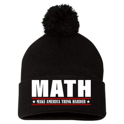 Make America Think Harder Funny Math Pom Pom 12in Knit Beanie
