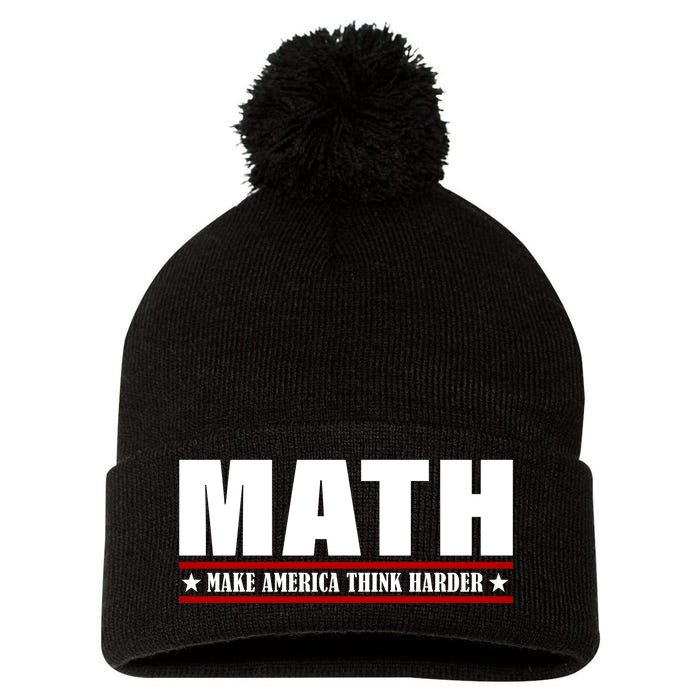 Make America Think Harder Funny Math Pom Pom 12in Knit Beanie