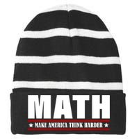 Make America Think Harder Funny Math Striped Beanie with Solid Band