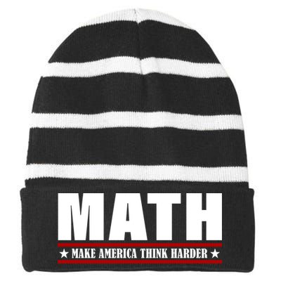 Make America Think Harder Funny Math Striped Beanie with Solid Band