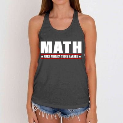 Make America Think Harder Funny Math Women's Knotted Racerback Tank