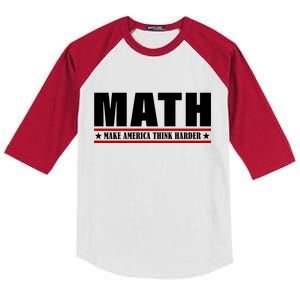 Make America Think Harder Funny Math Kids Colorblock Raglan Jersey