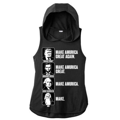 Make AMURICA Great Again Historic Presidents Ladies PosiCharge Tri-Blend Wicking Draft Hoodie Tank