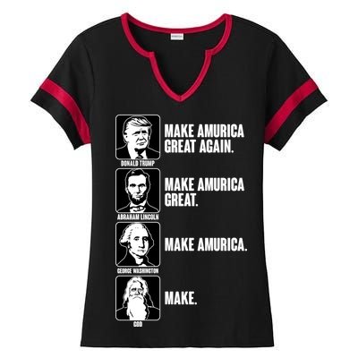 Make AMURICA Great Again Historic Presidents Ladies Halftime Notch Neck Tee