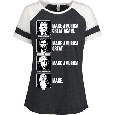 Make AMURICA Great Again Historic Presidents Enza Ladies Jersey Colorblock Tee