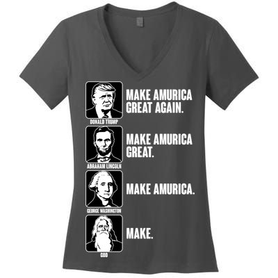 Make AMURICA Great Again Historic Presidents Women's V-Neck T-Shirt