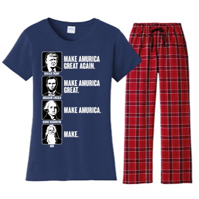 Make AMURICA Great Again Historic Presidents Women's Flannel Pajama Set