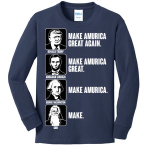 Make AMURICA Great Again Historic Presidents Kids Long Sleeve Shirt