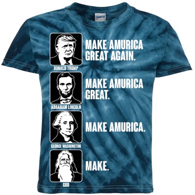 Make AMURICA Great Again Historic Presidents Kids Tie-Dye T-Shirt