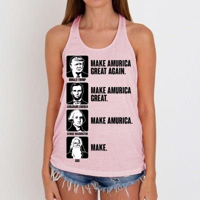 Make AMURICA Great Again Historic Presidents Women's Knotted Racerback Tank