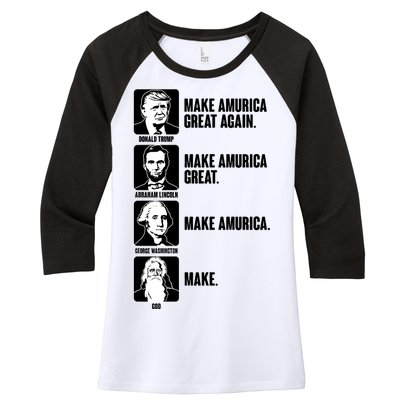 Make AMURICA Great Again Historic Presidents Women's Tri-Blend 3/4-Sleeve Raglan Shirt