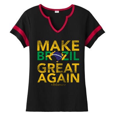 Make Brazil Great Again Jair Bolsonaro Ladies Halftime Notch Neck Tee