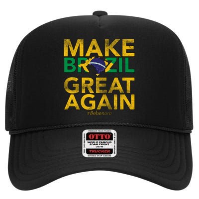 Make Brazil Great Again Jair Bolsonaro High Crown Mesh Back Trucker Hat