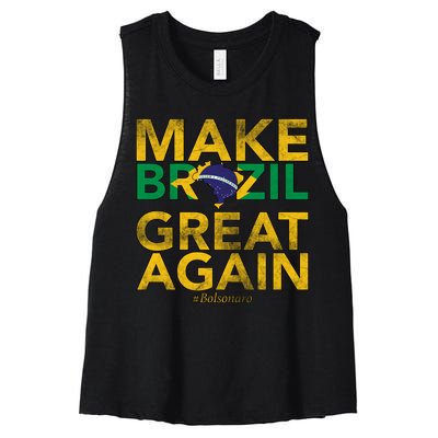 Make Brazil Great Again Jair Bolsonaro Women's Racerback Cropped Tank