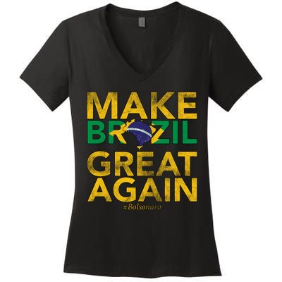 Make Brazil Great Again Jair Bolsonaro Women's V-Neck T-Shirt