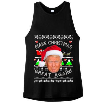 Make Christmas Great Again! Donald Trump Ugly Christmas Sweater Ladies PosiCharge Tri-Blend Wicking Tank
