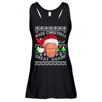 Make Christmas Great Again! Donald Trump Ugly Christmas Sweater Ladies Essential Flowy Tank