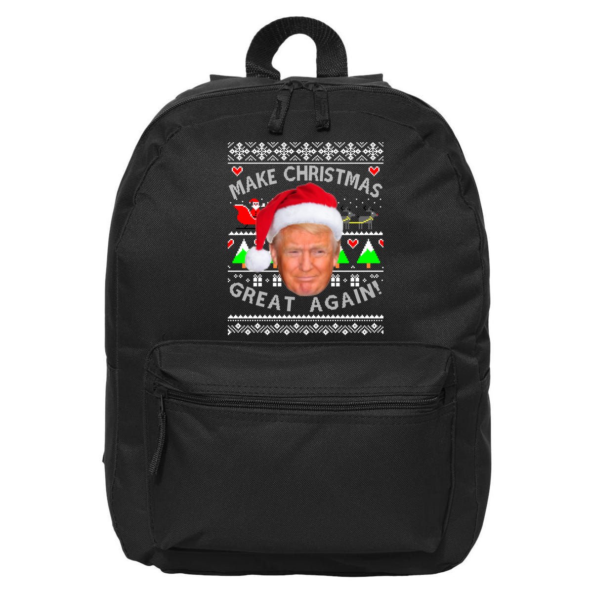 Make Christmas Great Again! Donald Trump Ugly Christmas Sweater 16 in Basic Backpack