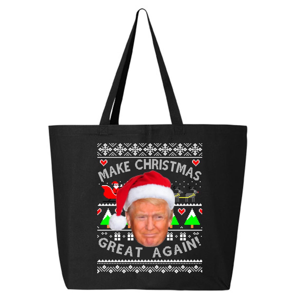 Make Christmas Great Again! Donald Trump Ugly Christmas Sweater 25L Jumbo Tote