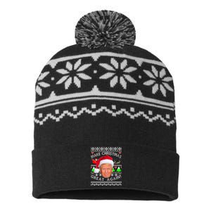 Make Christmas Great Again! Donald Trump Ugly Christmas Sweater USA-Made Snowflake Beanie