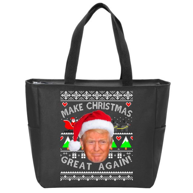 Make Christmas Great Again! Donald Trump Ugly Christmas Sweater Zip Tote Bag
