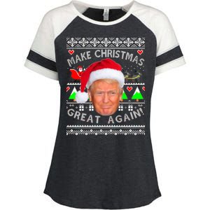 Make Christmas Great Again! Donald Trump Ugly Christmas Sweater Enza Ladies Jersey Colorblock Tee