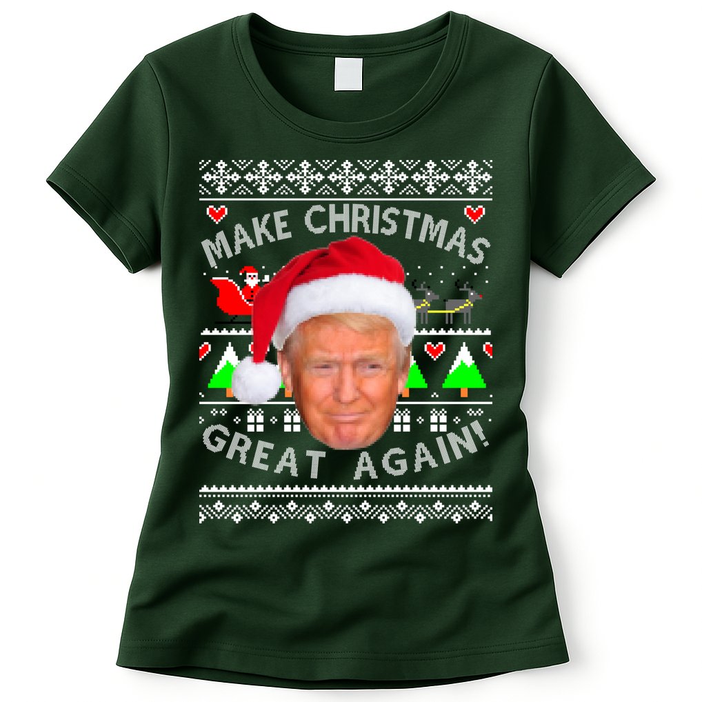 Make Christmas Great Again! Donald Trump Ugly Christmas Sweater Womens T-Shirt