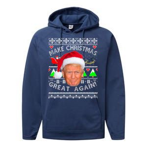 Make Christmas Great Again! Donald Trump Ugly Christmas Sweater Performance Fleece Hoodie