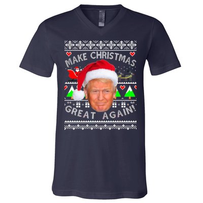 Make Christmas Great Again! Donald Trump Ugly Christmas Sweater V-Neck T-Shirt