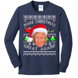 Make Christmas Great Again! Donald Trump Ugly Christmas Sweater Kids Long Sleeve Shirt