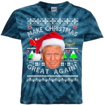 Make Christmas Great Again! Donald Trump Ugly Christmas Sweater Kids Tie-Dye T-Shirt