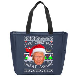 Make Christmas Great Again! Donald Trump Ugly Christmas Sweater Zip Tote Bag