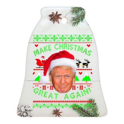 Make Christmas Great Again! Donald Trump Ugly Christmas Sweater Ceramic Bell Ornament